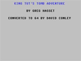 Title screen of King Tut's Tomb Adventure on the Commodore 64.