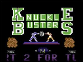 Title screen of Knuckle Busters on the Commodore 64.