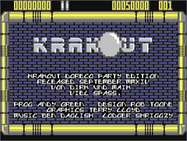 Title screen of Krakout - Doreco Party Edition on the Commodore 64.