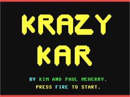 Title screen of Krazy Kar on the Commodore 64.