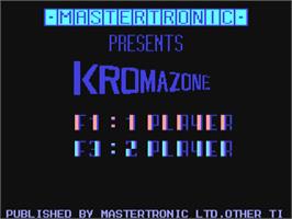 Title screen of Kromazone on the Commodore 64.