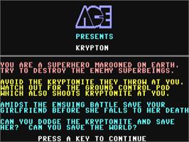 Title screen of Krypton (ACE) on the Commodore 64.