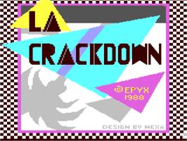 Title screen of L.A. Crackdown on the Commodore 64.
