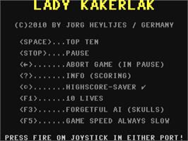 Title screen of Lady Kakerlak on the Commodore 64.