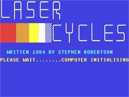 Title screen of Laser Cycles on the Commodore 64.
