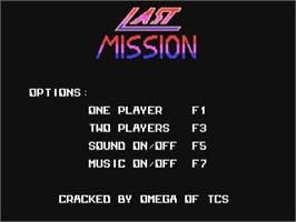 Title screen of Last Mission on the Commodore 64.