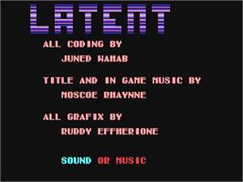 Title screen of Latent Fusion on the Commodore 64.