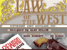 Title screen of Law of the West on the Commodore 64.