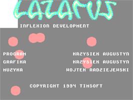 Title screen of Lazarus on the Commodore 64.