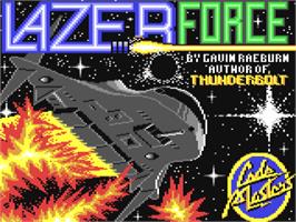 Title screen of Lazer-force on the Commodore 64.