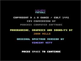 Title screen of League Football on the Commodore 64.
