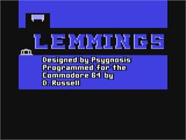 Title screen of Lemmings on the Commodore 64.