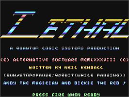 Title screen of Lethal on the Commodore 64.