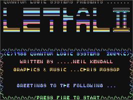 Title screen of Lethal 2 on the Commodore 64.