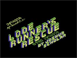 Title screen of Lode Runner's Rescue on the Commodore 64.