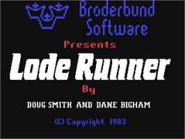 Title screen of Lode Runner on the Commodore 64.