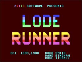 Title screen of Lode Runner on the Commodore 64.