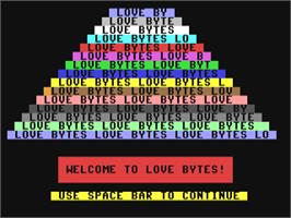 Title screen of Love Bytes on the Commodore 64.