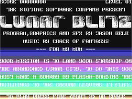 Title screen of Lunar Blitz (1995) on the Commodore 64.