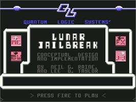 Title screen of Lunar Jailbreak on the Commodore 64.