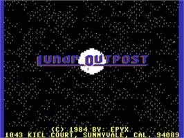 Title screen of Lunar Outpost on the Commodore 64.