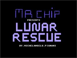 Title screen of Lunar Rescue on the Commodore 64.