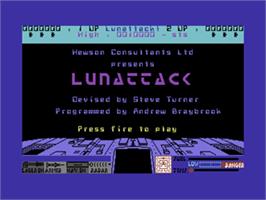 Title screen of Lunattack on the Commodore 64.