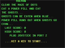 Title screen of Macman on the Commodore 64.