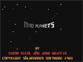 Title screen of Mad Planets on the Commodore 64.