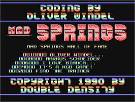 Title screen of Mad Springs on the Commodore 64.