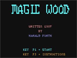 Title screen of Magic Wood on the Commodore 64.