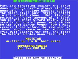Title screen of Magician on the Commodore 64.