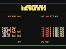 Title screen of Magyk on the Commodore 64.