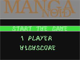Title screen of Manganoid on the Commodore 64.