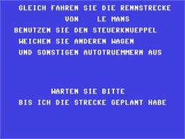 Title screen of Mans, Le on the Commodore 64.