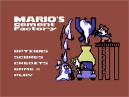 Title screen of Mario's Cement Factory on the Commodore 64.
