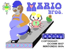 Title screen of Mario Bros. (Ocean) on the Commodore 64.