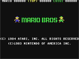 Title screen of Mario Bros. on the Commodore 64.