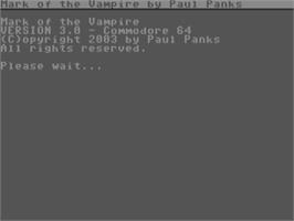 Title screen of Mark Of The Vampire on the Commodore 64.