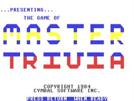 Title screen of Master Trivia on the Commodore 64.
