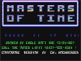 Title screen of Masters Of Time on the Commodore 64.