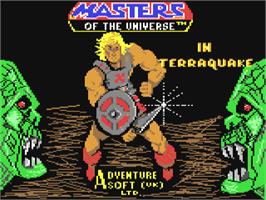 Title screen of Masters of the Universe: Super Adventure on the Commodore 64.
