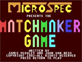 Title screen of Matchmaker Game on the Commodore 64.