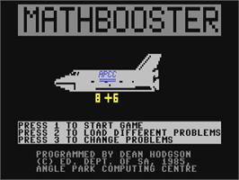 Title screen of Mathbooster on the Commodore 64.