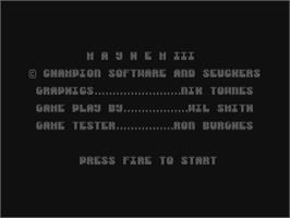 Title screen of Mayhem 3 on the Commodore 64.
