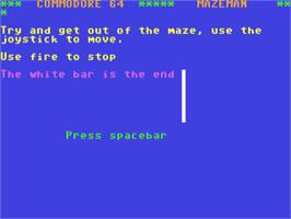 Title screen of Mazeman (Robtek) on the Commodore 64.