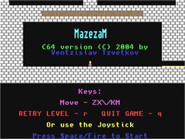 Title screen of Mazezam on the Commodore 64.