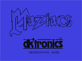 Title screen of Maziacs on the Commodore 64.
