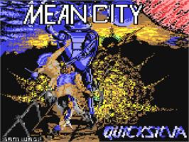 Title screen of Mean City on the Commodore 64.