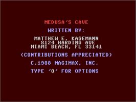 Title screen of Medusa's Cave on the Commodore 64.